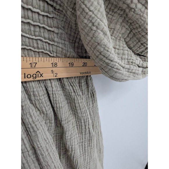 Three Bird Nest Dress Womens Medium Tan Boho Smocked Cotton Gauze Oversized NWT - Picture 7 of 8